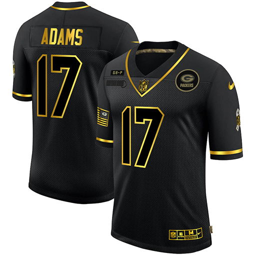 Green Bay Packers #17 Davante Adams Men Nike 2020 Salute To Service Golden Limited NFL black Jerseys